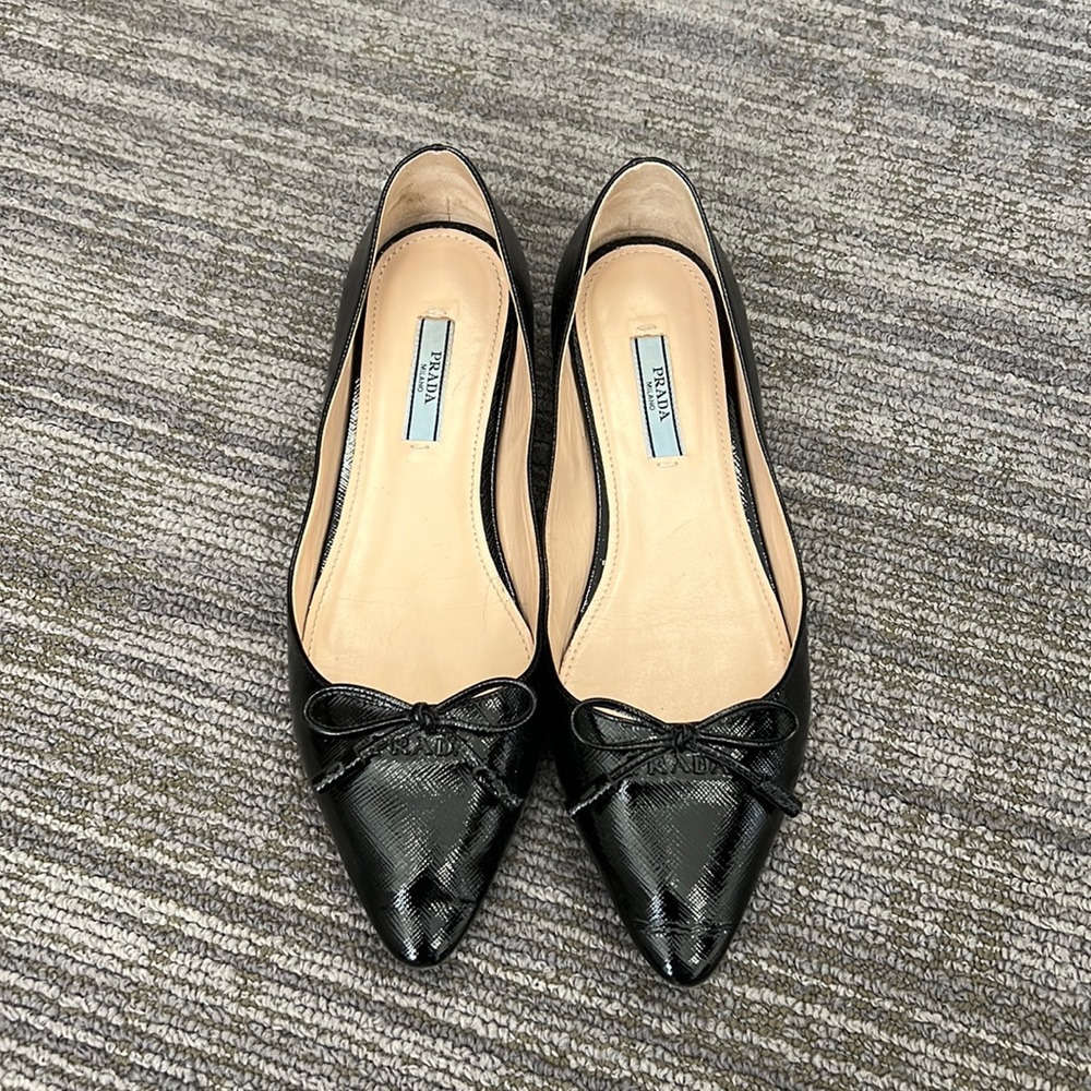 Prada pointed toe flat with bow